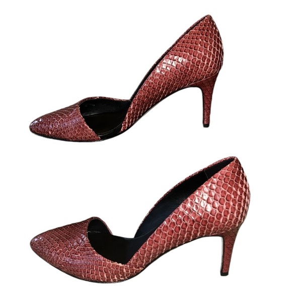 Rebecca Minkoff Paprika Python Leather Snakeskin Brie D’Orsay Heels - 7 - Picture 7 of 16
